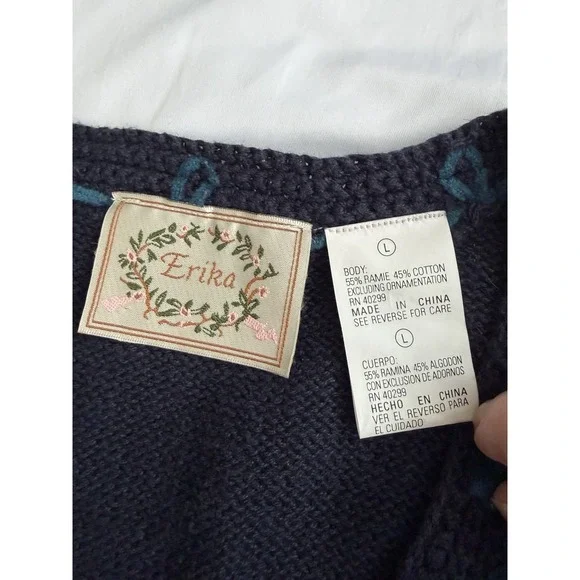Vintage Erika Ramie Cotton Blend Crochet Floral Button Front Vest Cottagecore - Picture 5 of 6